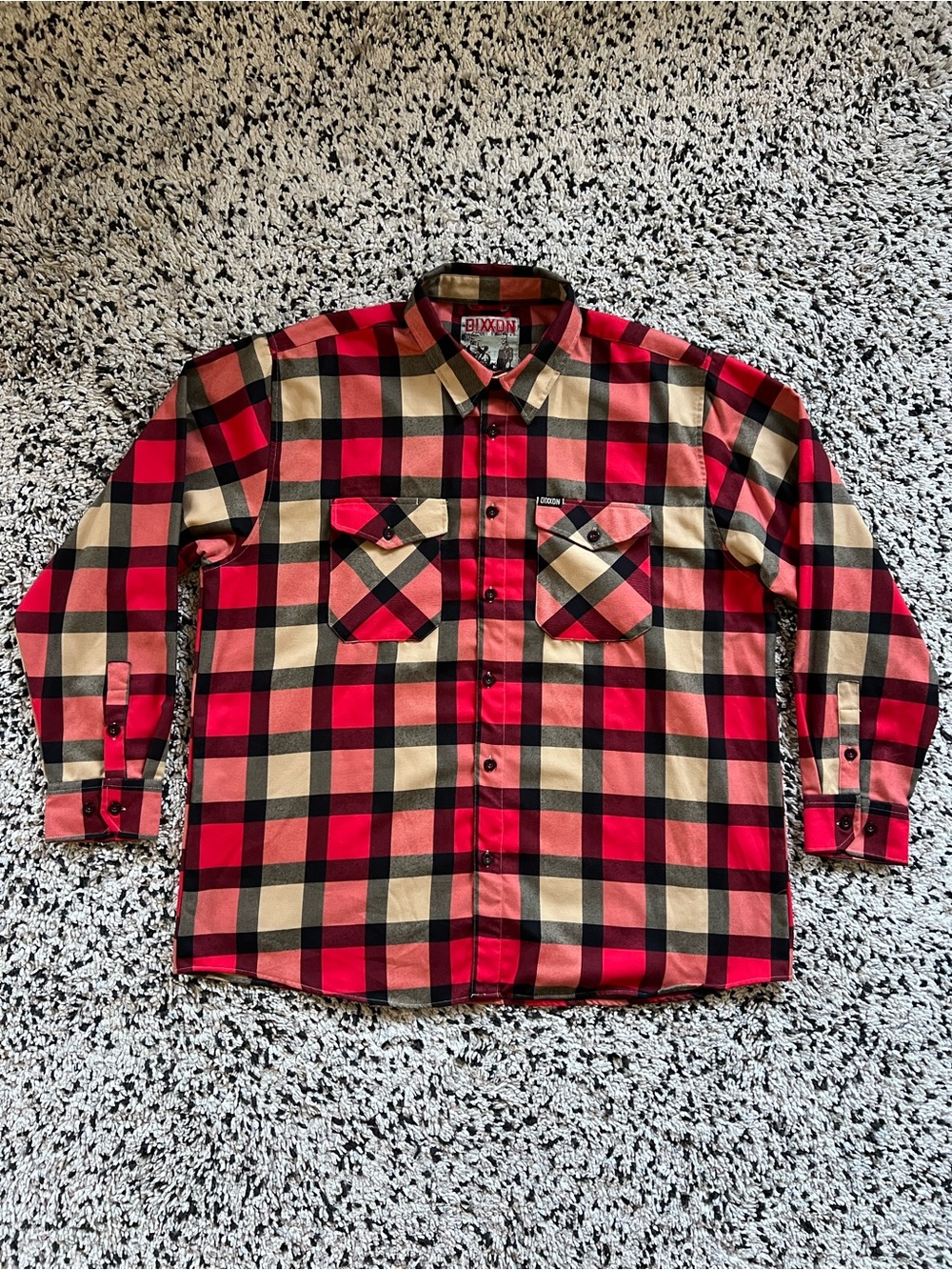 DIXXON Flannel Co Bloodline D-Tech Flannel Red Tan Plaid Shirt Long Sleeve 3XL